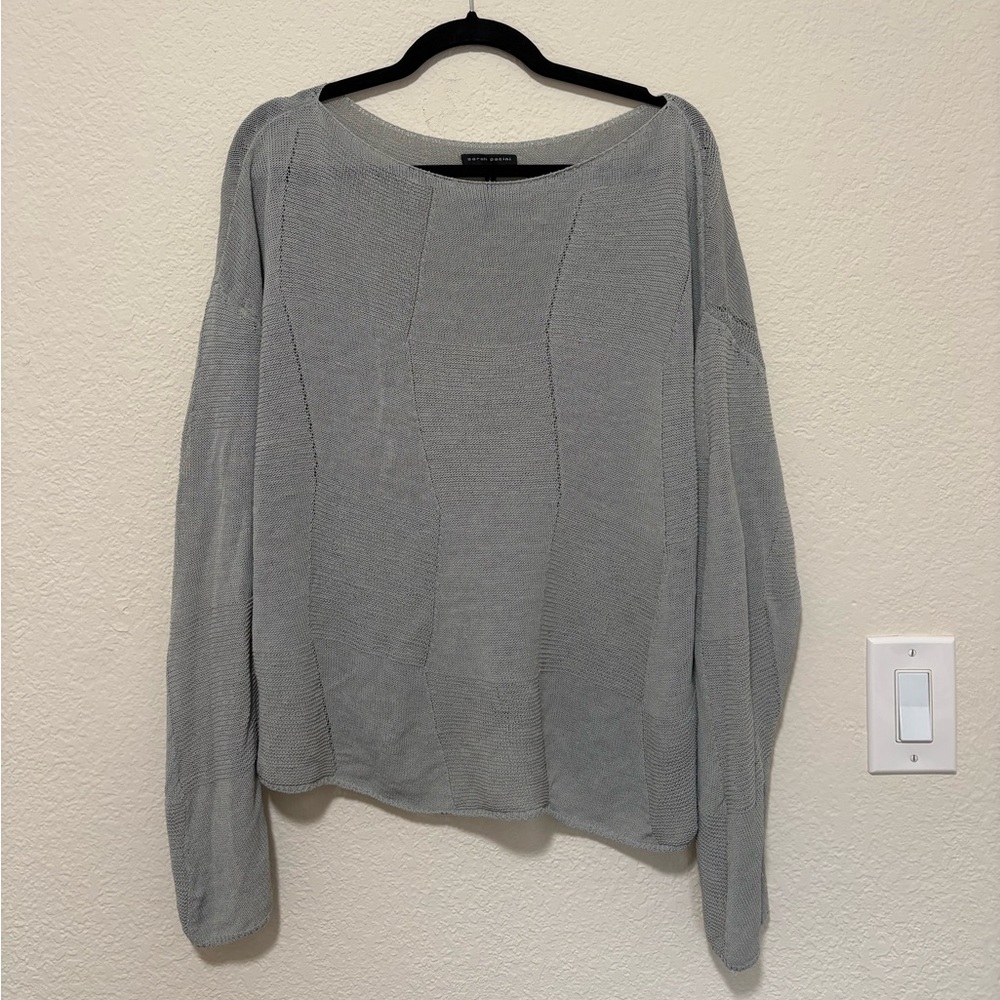Sarah Pacini Light Gray Knit Sweater Drop Shoulder